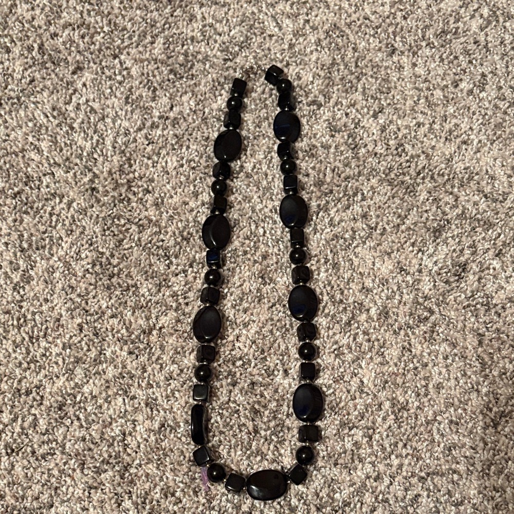 Elegant Black Beaded Necklace